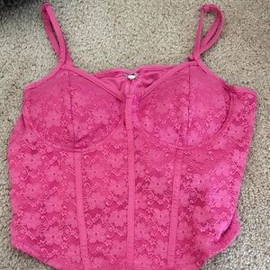 Hot Pink Lace Bustier Cami Top